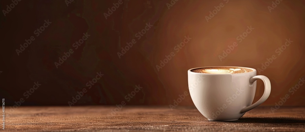 Cup of coffee on table with brown background Cup of coffee on table with brown background