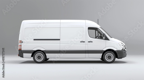 White delivery van isolated on white background. 3D rendering.