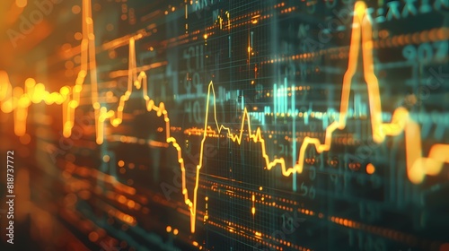 Graphical representation of stock movements resembling a heartbeat monitor  emphasizing the dynamic pulse of the market  captured with impeccable HD resolution.