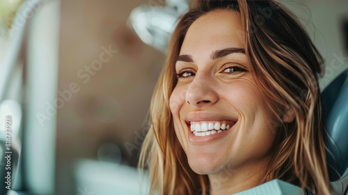 Happy woman getting dental checkup