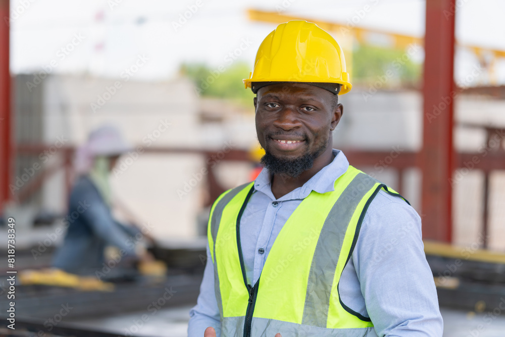 Cheerful engineer man take a break in the precast factory site, Foreman worker at the construction site Cheerful engineer man take a break in the precast factory site, Foreman worker at the construction site