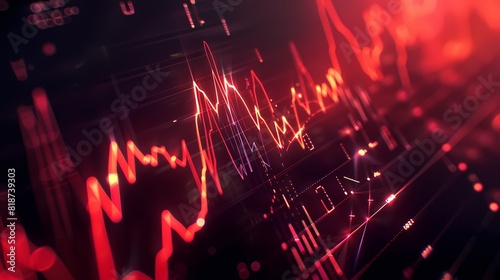 Graphical representation of stock market trends mimicking a heartbeat monitor, indicating the fluctuating pulse of the market, presented with high-definition clarity.