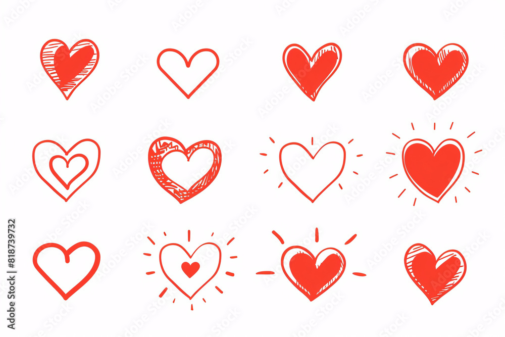 a collection of red hearts