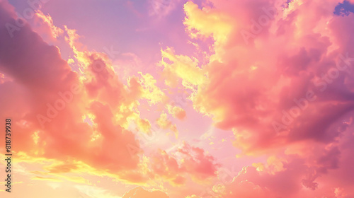 a pink and yellow clouds