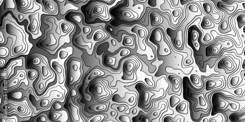 Digital topographic map simulation in an abstract artistic rendering

