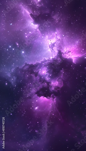 purple nebula background, night sky, stars, digital art style