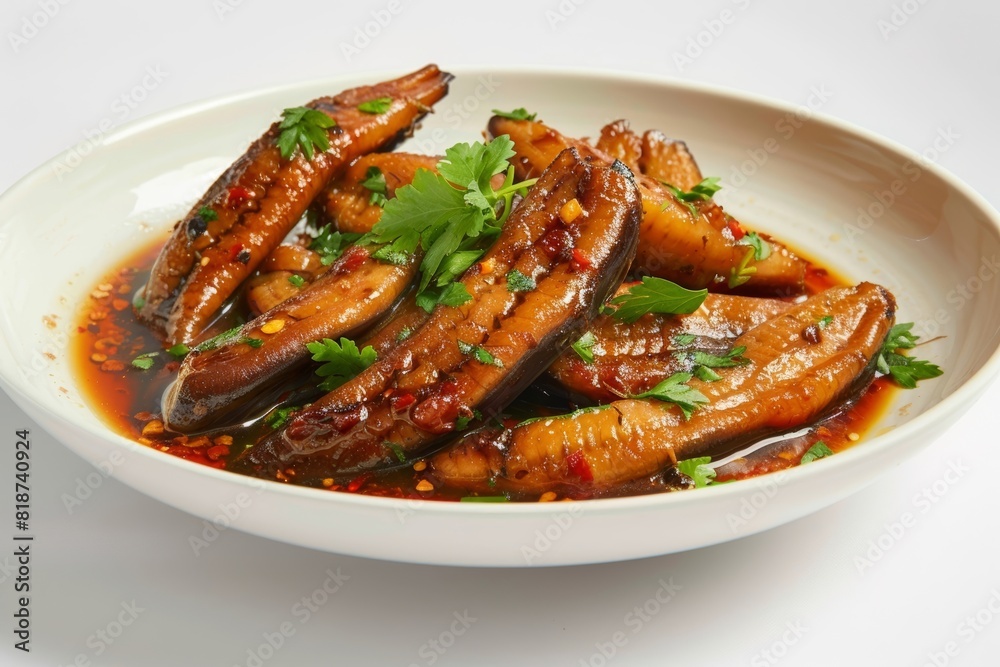 Tender Baby Eels in Garlic Sauce and Parsley Tender Baby Eels in Garlic Sauce and Parsley