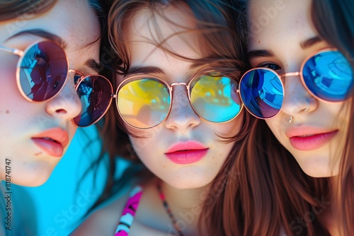 a group of women wearing sunglasses photo