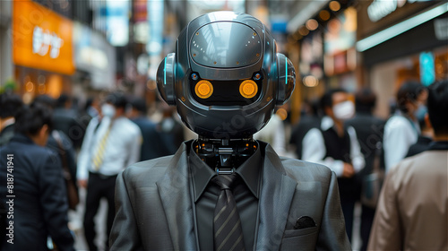 Wallpaper Mural Portrait of a robot standing in a crowd of business people Torontodigital.ca