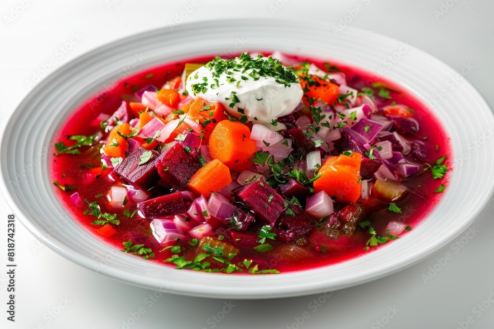 Wholesome Babcia's Polish Borscht Soup with Fresh Ingredients