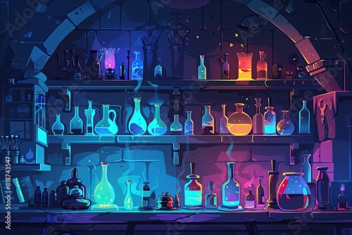 Mystical Wizard s Laboratory with Glowing Potions and Enchanting Artifacts