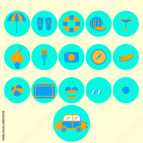 summer beach themed element icon vector design