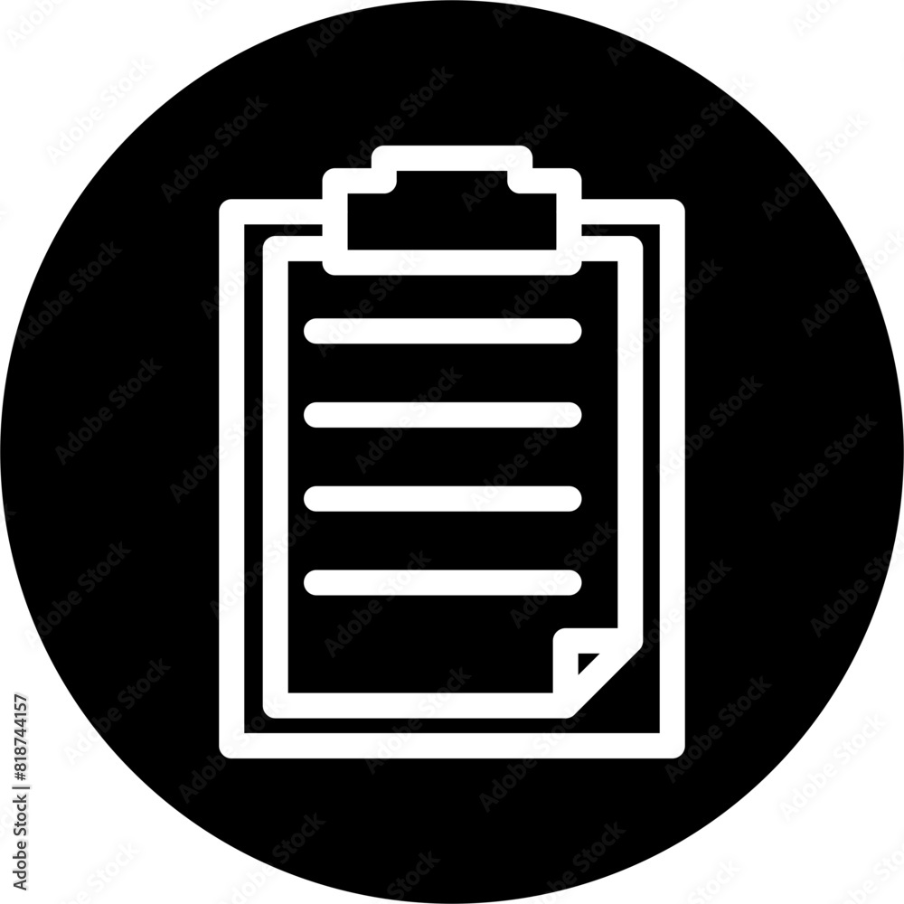 Clip Board Line White Circle Black Icon Design Clip Board Line White Circle Black Icon Design