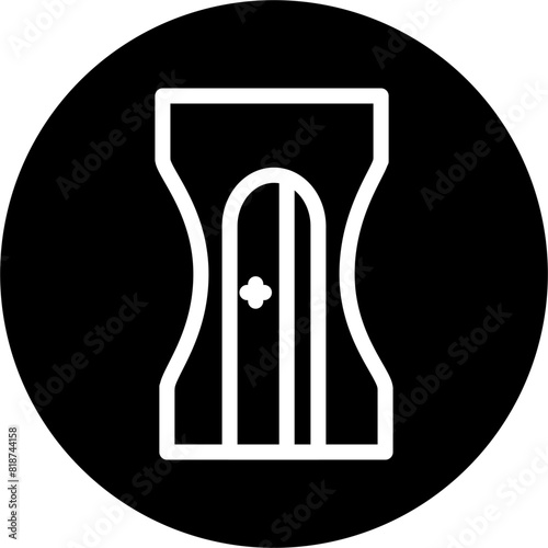 Pencil Sharpner Line White Circle Black Icon Design