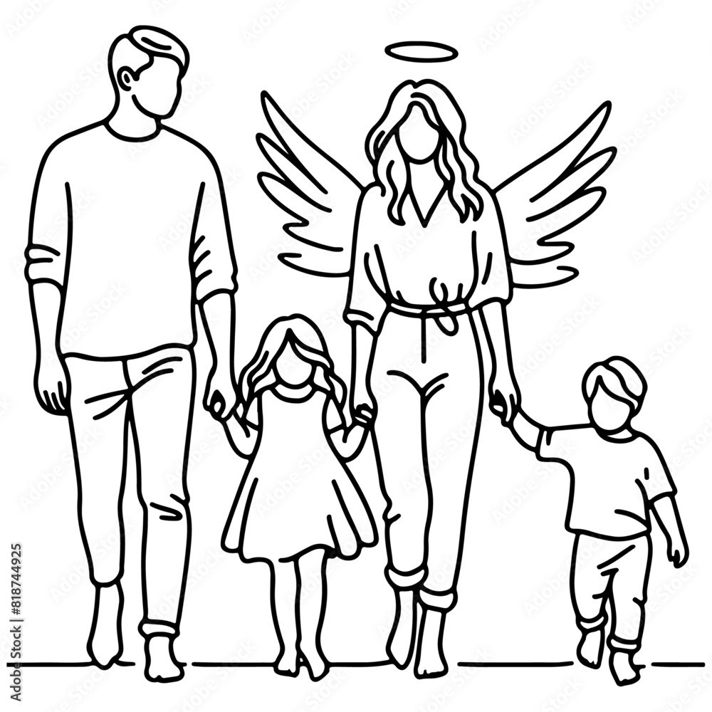 Family Vector Illustration of Father, Mother, and Children Walking Together for Special Days Family Vector Illustration of Father, Mother, and Children Walking Together for Special Days