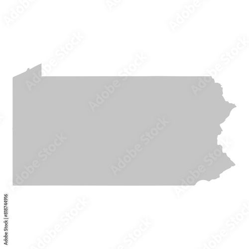 Gray solid map of the state of Pennsylvania