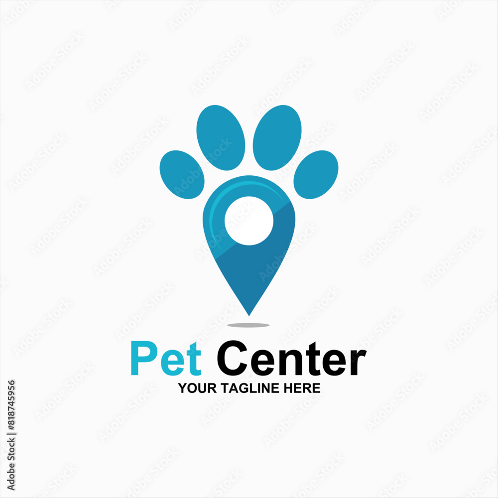 paw and location mark, vector icon, pet shop sign paw and location mark, vector icon, pet shop sign