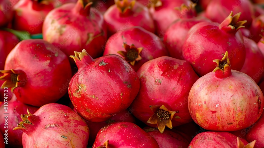 Beautiful pomegranate fruit by case at the local village market Beautiful pomegranate fruit by case at the local village market