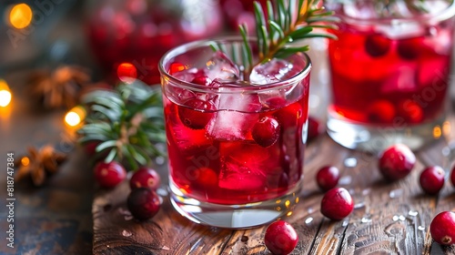 Boozy christmas cranberry under the mistletoe cocktail