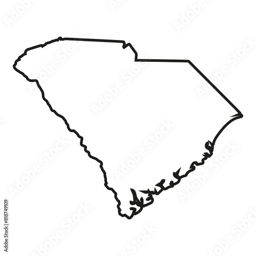 White solid outline of the state of South Carolina