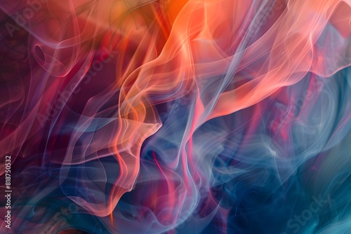A vibrant abstract background featuring swirling smoke patterns with blue and purple hues