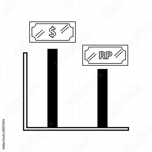 Dollar is getting higher condition bar chart icon vector design