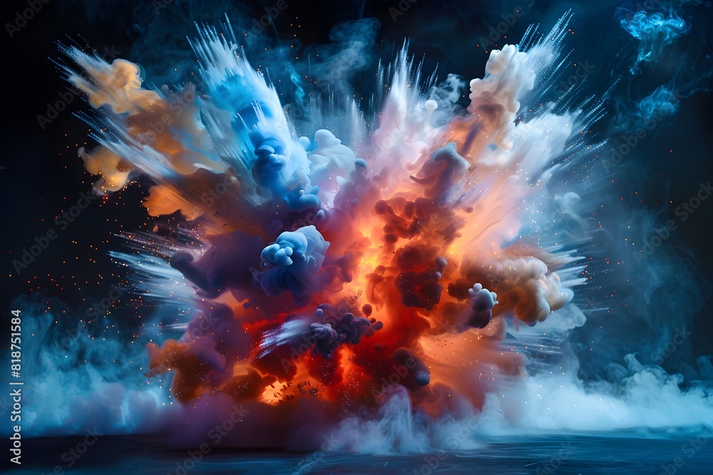 Abstract fiery and smoke cosmic explosion