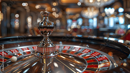 Close view of a luxury roulette wheel in a casino, casino concept, gambling, slots concept
