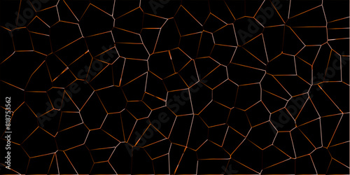 Black crystalized broken glass effect abstract vector tiles design. Papercut geometric mosaic tiles pattern background. Seamless vintage vector background. Color Abstract triangle.