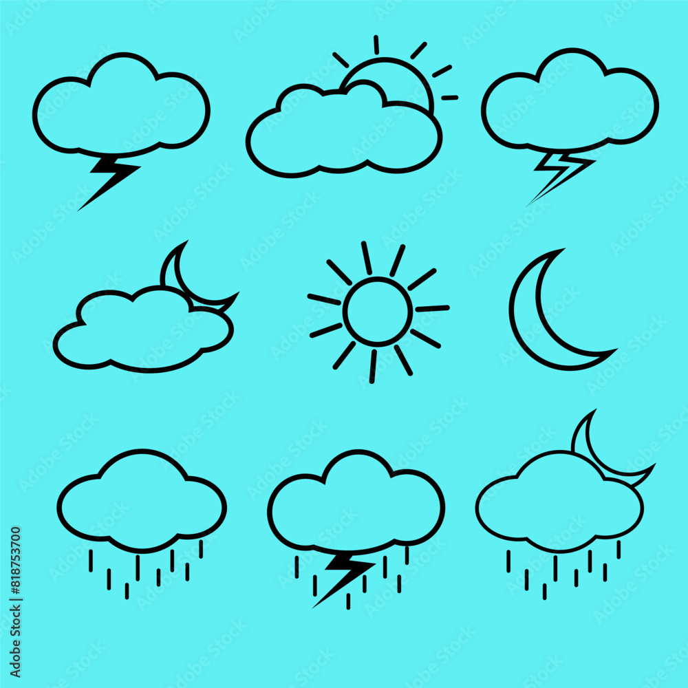 Simple cloud icon set design Simple cloud icon set design