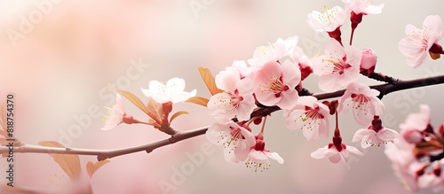 Beautiful autumn cherry blossoms in full bloom captured in a charming copy space image