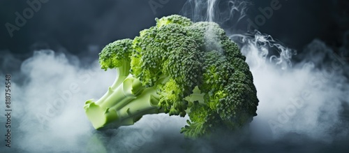 A copy space image of steamed broccoli