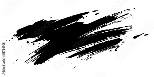 Black brush stroke vector shape isolated on white background