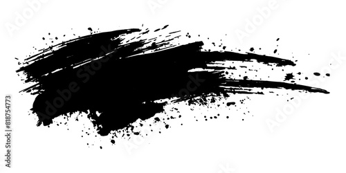 Black brush stroke vector shape isolated on white background