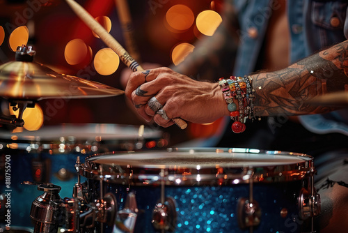 drummer's hands playing a drum set