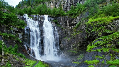 waterfall in the forest in norway