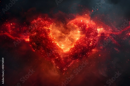 Fiery Heart Explosion - Romantic Concept for Valentine s Day  Wedding Invitations  and Passionate Designs