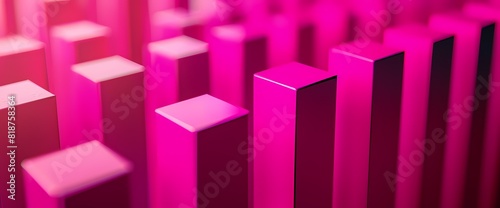 A bold and striking side view of a simple bar graph in bright pink color  offering a clear visualization of data trends  captured with HD resolution.