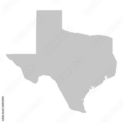 Gray solid map of the state of Texas