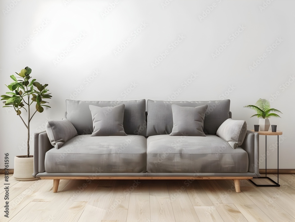Cozy and Inviting Urban Living Room with Comfortable Grey Sofa and Natural Lighting Cozy and Inviting Urban Living Room with Comfortable Grey Sofa and Natural Lighting