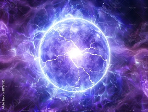 Captivating Electromagnetic Plasma Sphere - Mesmerizing Purple and Blue Energy Field Representing the Wonders of Science