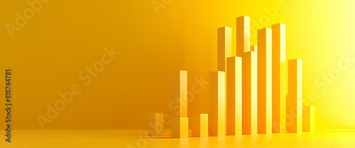 A clean and minimalist side view of a simple bar graph in bright yellow color  showcasing key data points with boldness  captured with HD clarity.