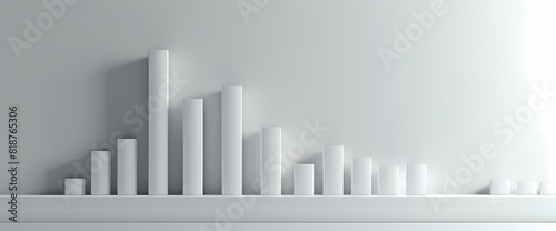 Neat and tidy bar graph illustrating a sharp rise in stock values  against a pure white surface.