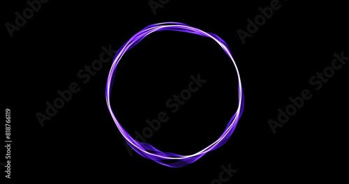 Circle sound waveform, futuristic audio spectrum isolated on black. Seamless loop animation of moving sound wave