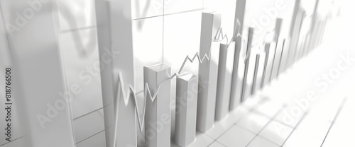 Neat and tidy bar graph illustrating a sharp rise in stock values  against a pure white background.