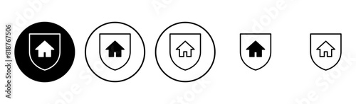 Home insurance icon set. home protection icon