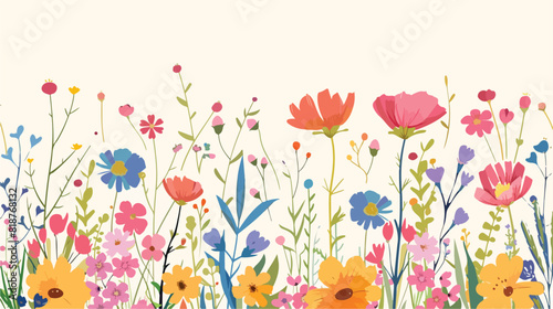 Spring flowers botanical card. Floral poster vertical