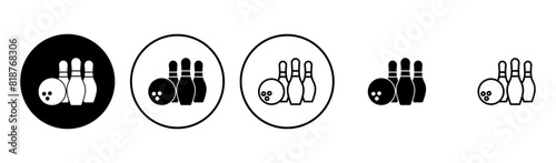 Bowling icon set. bowling ball and pin icon. bowling pins