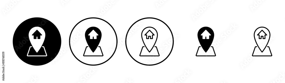 Address icon set. home location icon vector Address icon set. home location icon vector