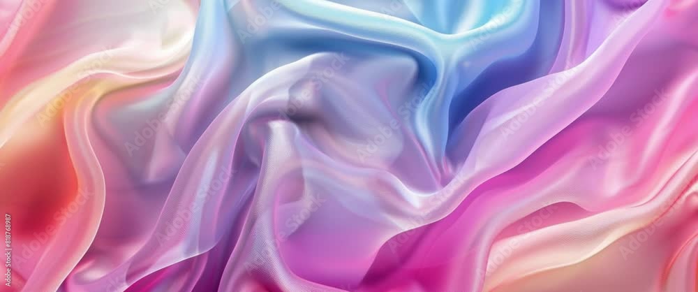 Abstract background of colorful silk fabric with a soft wave